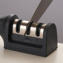 Manual Red & Black Knife Sharpener 3 Stage Sharpening Tool for Ceramic Knife and Steel Knives.