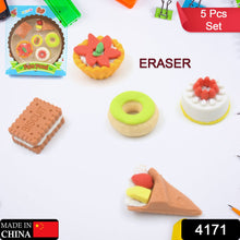 3D Fast Food Erasers Set, Cute Mini Colorful Erasers for Kids Gift & School (5 Pcs)