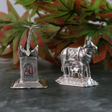 Silver-Plated Kamdhenu Cow & Tulsi Plant Pair – Pooja & Home Décor